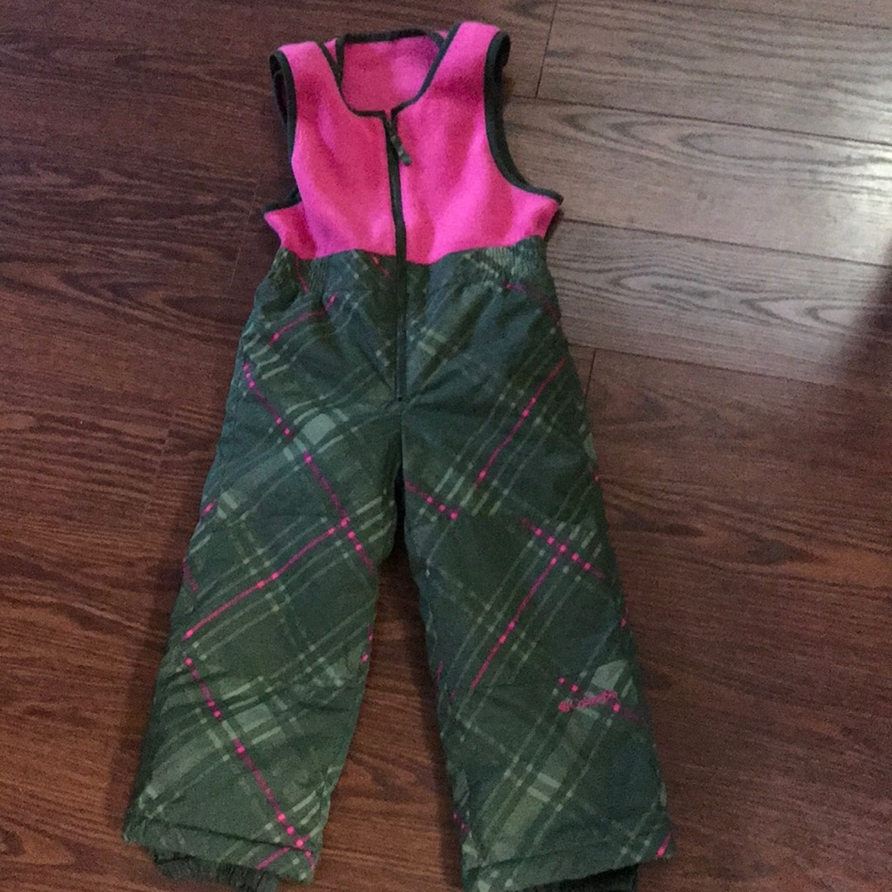 Toddler Columbia 1 piece pink&green ski bib